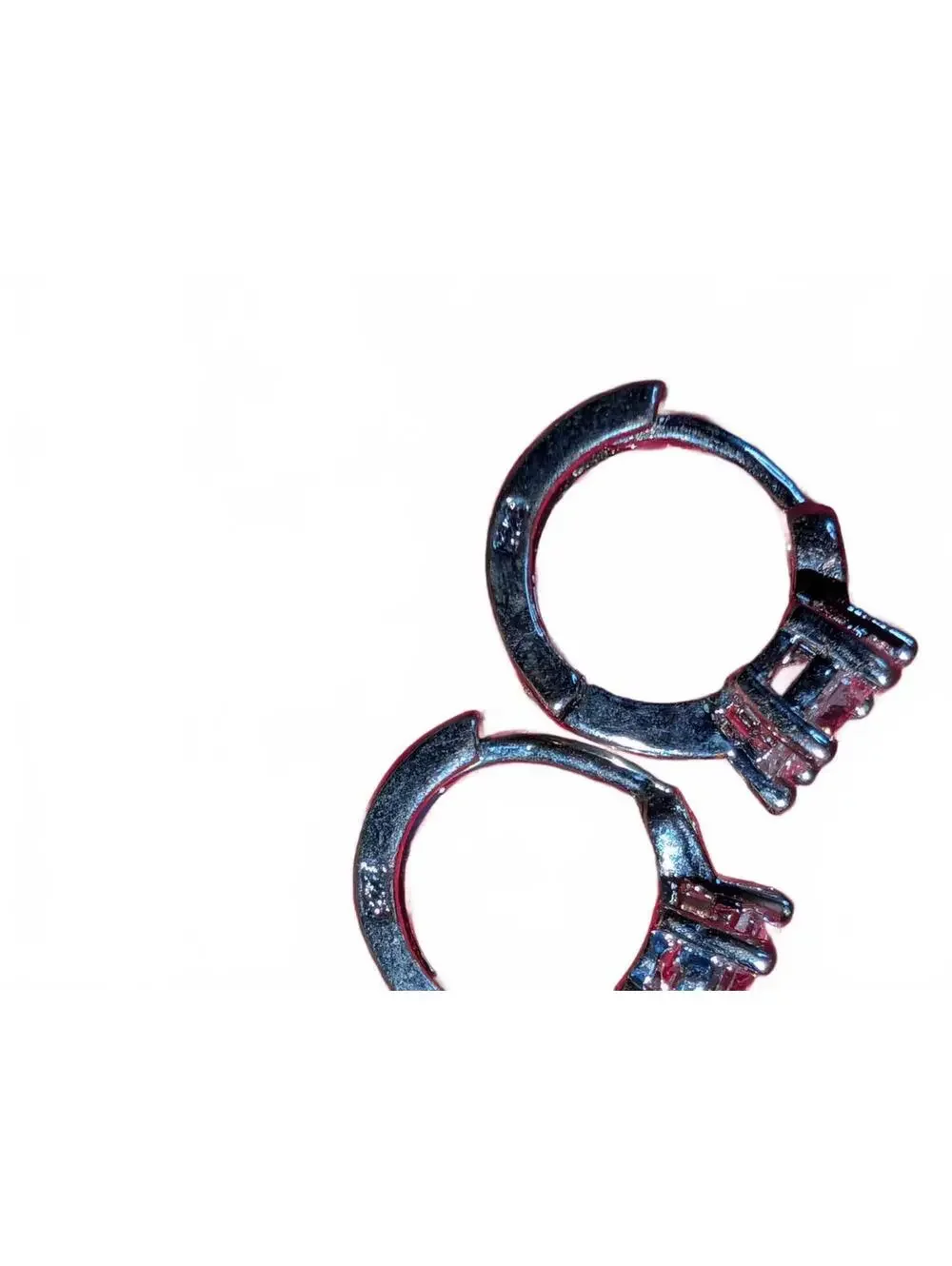 Silver 925 Hoop Earrings with Clear Round Gemstone